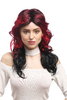 Lady Party Wig Fancy Dress TV Soap Opera Diva black red ombre parting teased wavy layered long