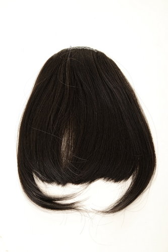 Hair Piece Clip-in Bangs Fringe long framing heat resistant fiber styleable dark brown