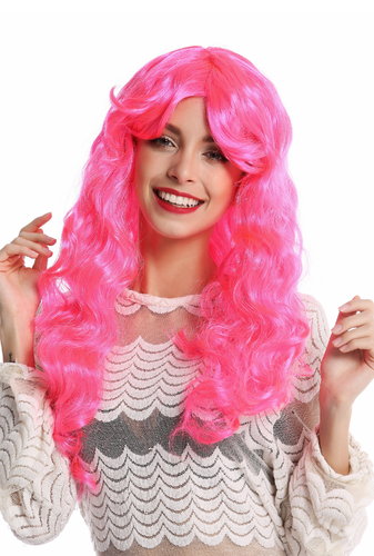 91249-PC5 Wig Ladies Women Halloween Carnival very long curly curls voluminous pink parting