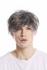 Men Gents Wig short casual to wild backcombed teased up youthful modern look dark grey gray