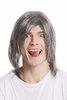 Men Gents Wig long straight middle parting aged rock star youthful modern look dark gray grey
