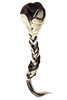 Hairpiece Ponytail cue queue plaited braided halfwig very long elaborate brown blond mix streaked