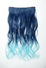 Halfwig 5 Micro Clip-In Extension long curled two extreme bright colours mix blue aquamarine 20"