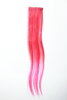 1 x Two Clip Clip-In extension strand highlight straight long red neon pink mix