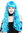 Lady Party Wig very long slightly curled wavy bangs fringe blue  91571-ZA40