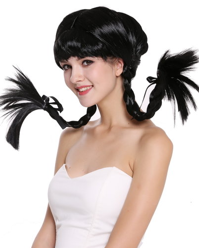 Wig Lady Women Cosplay Naughty Sassy Lolita stiff braided plaits black bangs DDH-T8175-P103