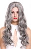 6070-701 Lady Quality Wig long wavy middle-parting silvery gray