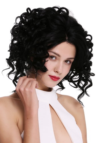 Quality women's wig lady lace front partial monofilament wild curly curls black MLU16-MF-1