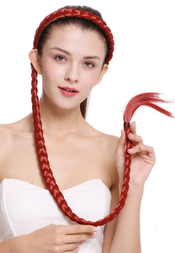 hairpiece plat plaited to Alice band very long livery red 37,5 inches N1038-137