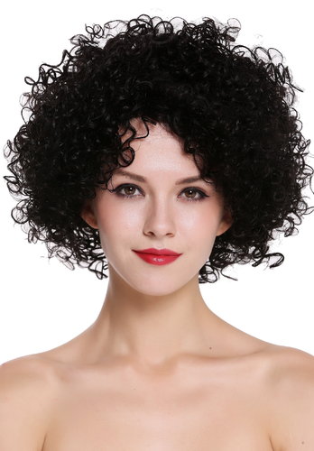 Quality women's wig human hair voluminous frizzy curly curls afro black UR-017-HH-1B