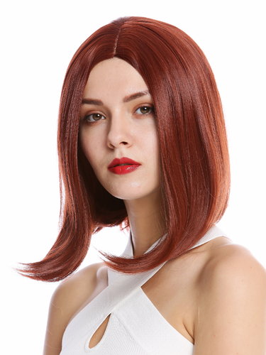 Lady Quality Wig short shoulder length Bob Longbob straight middle-parting auburn red brown