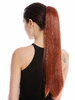Hairpiece (comb & ribbon wrap-around system) pigtail very long (24 ") straight smooth copper red