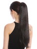 Hairpiece (comb & ribbon wrap-around system) pigtail very long (24 ") straight smooth dark brown