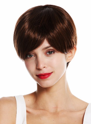VK-32-2T30 quality women's wig very short boyish parting parted chestnut brown mix