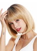 RGF-6059A women's quality wig short bob long bob sleek fringe ombre balayage dark blonde highlights