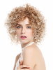 VK-11-27T613 quality wig short voluminous frizzy curls curly blonde highlights platinum highlights