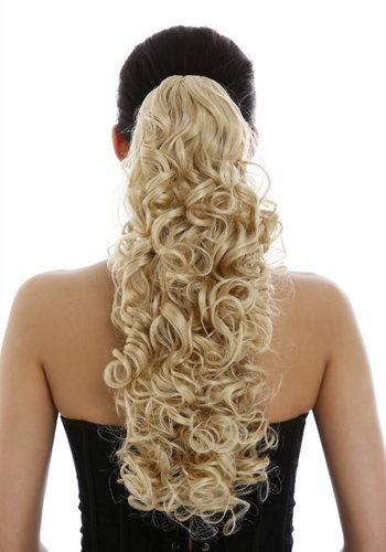 Hairpiece ponytail extension very long massive volume curly amazing curls kinks light blonde 23inch
