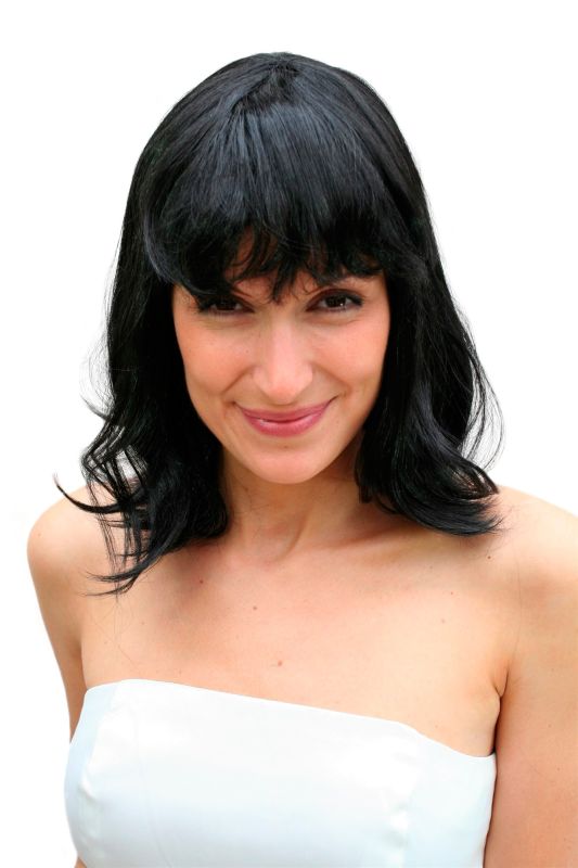 Wig Me Up Party Fancy Dress Halloween Lady Wig Fringe Black Wavy