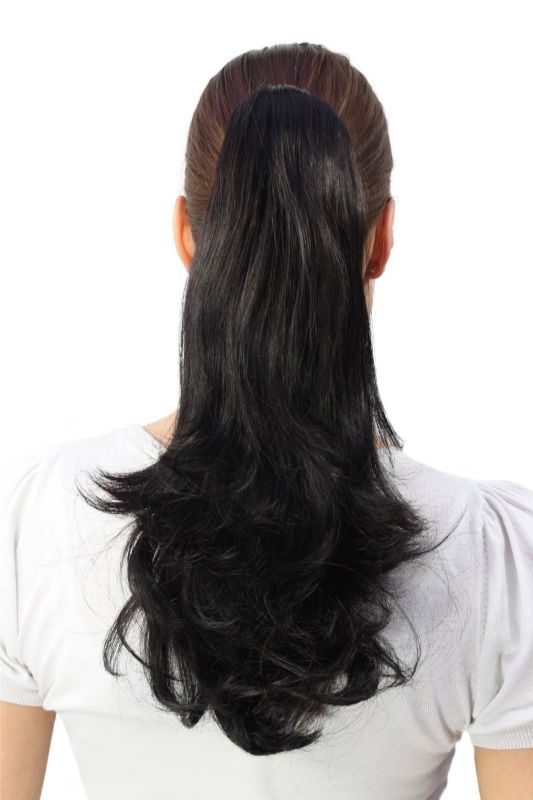 Hairpiece Ponytail Medium Length Straight Black T400 Colour 2
