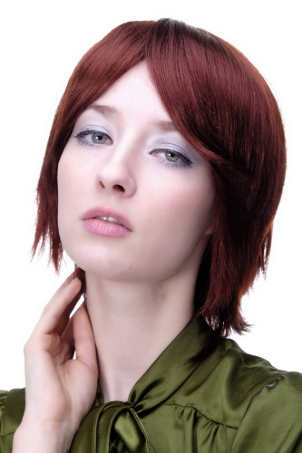 Lady Quality Wig SHORT coy & naugthy AUBURN reddish BROWN cute side parting (1109 Colour 35)