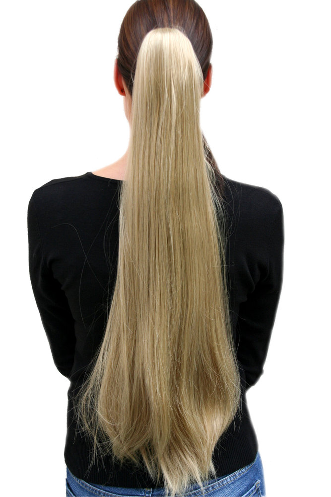 Hairpiece PONYTAIL very long straight medium BLOND Butterfly Clamp Clip-On  Extension