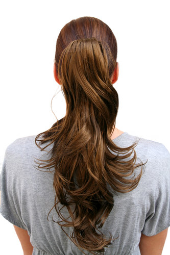 Hairpiece PONYTAIL long WAVY brunette (T148M Colour 10) brown extension