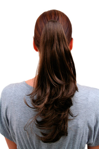 Hairpiece PONYTAIL medium length straight, wavy ends BROWN (T400 Colour 8) brunette Extension