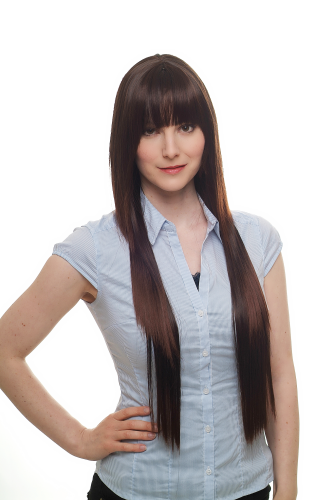 CUTE & COY sexy BRUNETTE brown mix Lady QUALITY WIG bangs fringe layers VERY LONG