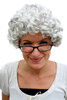 Party/Fancy Dress/Halloween Lady WIG grey curl GRANNY old spinster woman dame Grandmother