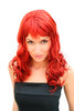 Party/Fancy Dress Lady WIG long fire RED fringe slightly curly FRINGE Hollywood Diva Femme Fatale