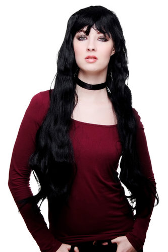 Party/Fancy Dress/Halloween Lady WIG extremely VERY long raven BLACK straight Cosplay Goth Gothic