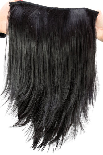 WIG ME UP ® Hairpiece Halfwig (half wig) 7 Microclip Clip-In Extension straight long black H9514-2