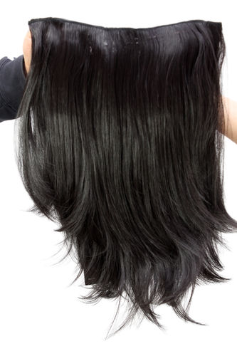 WIG ME UP ® Hairpiece Halfwig (half wig) 7 Microclip Clip-In Extension straight long black H9515-2