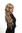 VERY LONG Lady Fashion Wig curly wavy wet look MIXED BLOND blonde strands 75 cm Peluca Pruik