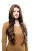 EXTREMELY LONG Lady Fashion Wig straight MIDDLE PARTING medium BROWN BRUNETTE 70s Look Peluca Pruik