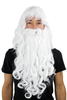 Party/Fancy Dress LONG Beard & WIG set WHITE curly WIZARD SORCERER SANTA CLAUS Cosplay Roleplay
