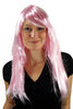 Party/Fancy Dress Lady WIG LIGHT soft PINK straight VERY LONG side-combed FRINGE fairy GOOD WITCH