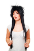 HAIR METAL stunning 80ies Style Quality WIG mullet BLACK very long 80 cm gothic punk glam rock