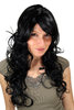 Long Lady Fashion Quality Wig BLACK slight curl 9329-1B 65 cm Peluca