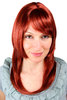 VERY CHIC & SEXY Lady Quality Wig RED layered cut FRINGE STRAIGHT 50 cm COSPLAZ Peluca Parrucca