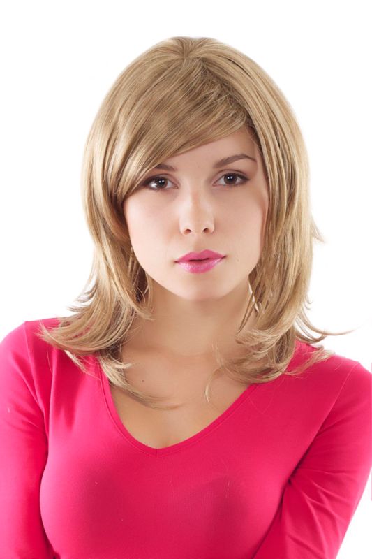 WIG ME UP Damenperücke – Hellblond, Glatt, Seitenscheitel, 50 Cm, Mit Kopfhautimitat & Größenverstellung