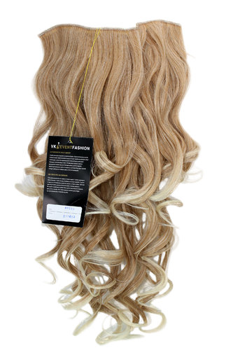 Hairpiece Halfwig 7 Microclip Clip In Extension long BEAUTIFUL curls curled MIXED BLOND & platinum