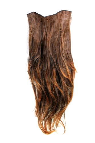 Hairpiece Halfwig 7 Microclip Clip In Extension long straight slight wave wavy MIXED BROWN redbrown