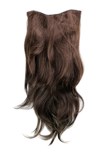 Hairpiece Halfwig 7 Microclip Clip In Extension VERY long straight slight wave wavy BROWN