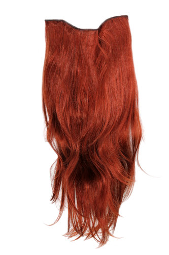 Hairpiece Halfwig 7 Microclip Clip In Extension VERY long straight slight wave wavy RED