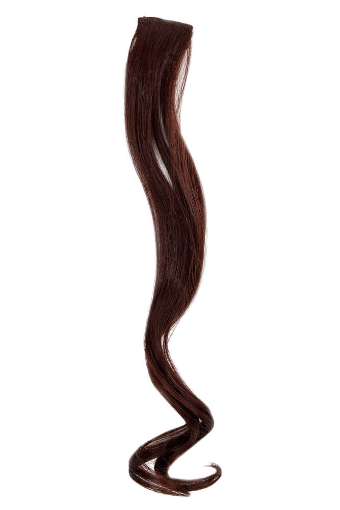WIG ME UP ® - YZF-P1C18-33 One Clip Clip-In extension strand highlight  curled wavy micro clip, 1,5 inch wide, 18 inches long mahogany dark auburn