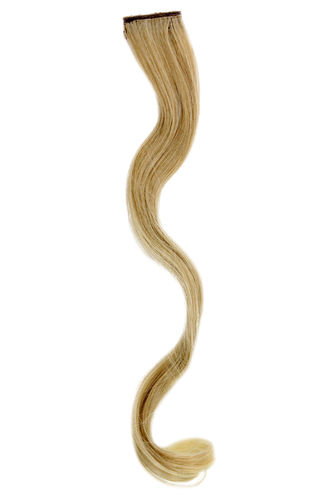 1 Clip-In extension strand highlight curled wavy micro clip long blond mix platinum highlights tips