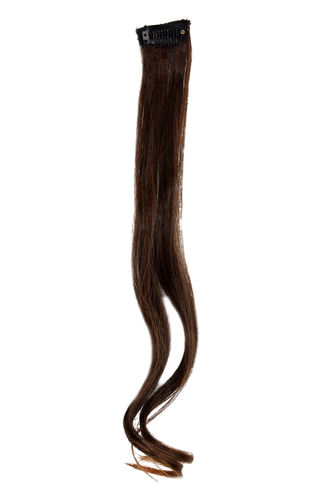 One Clip Clip-In extension strand highlight curled wavy micro clip long chestnut brown mix