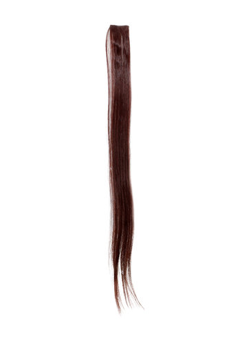 1 Clip-In extension strand highlight straight 1,5 inch wide, 25 inches long mahogany dark auburn