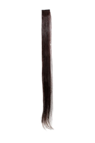 1 Clip-In extension strand highlight straight 1,5 inch wide, 25 inches long mahogany brown mix
